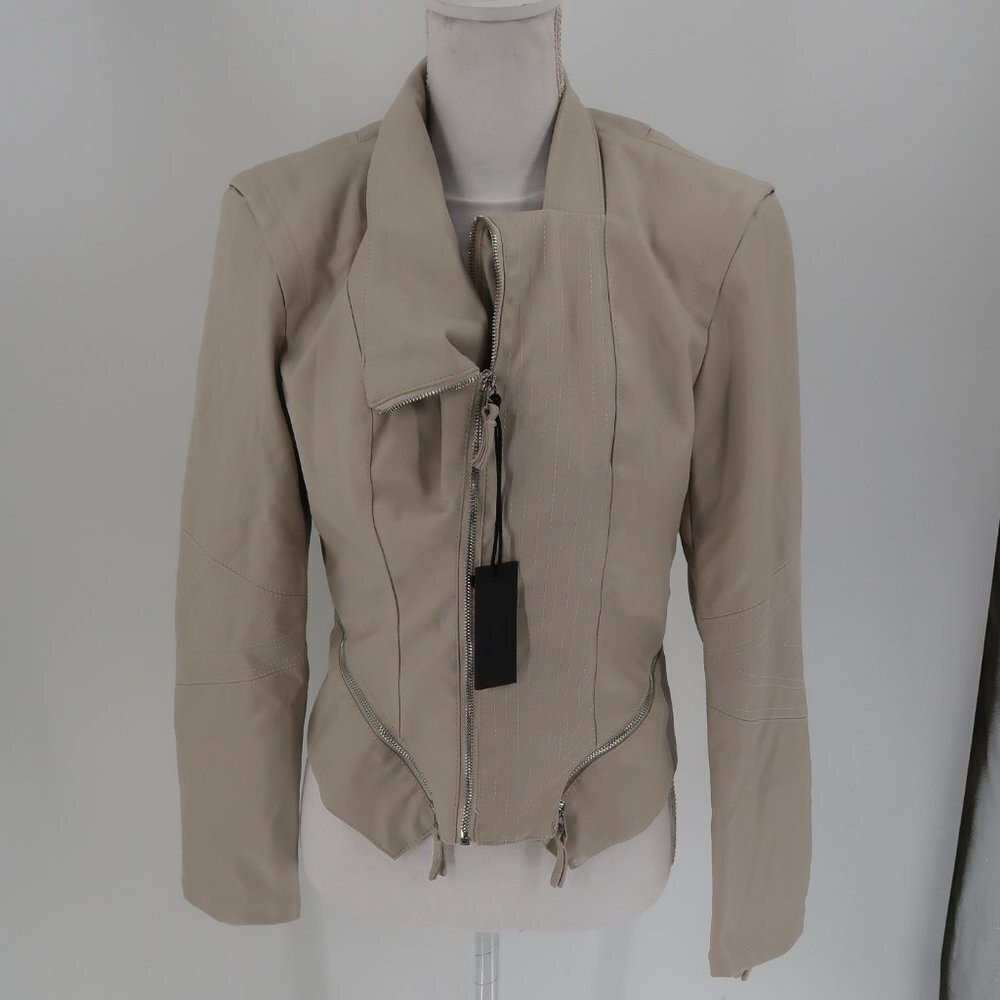 Blank NYC Beige Moto Style Jacket Size Medium NWT Flawed